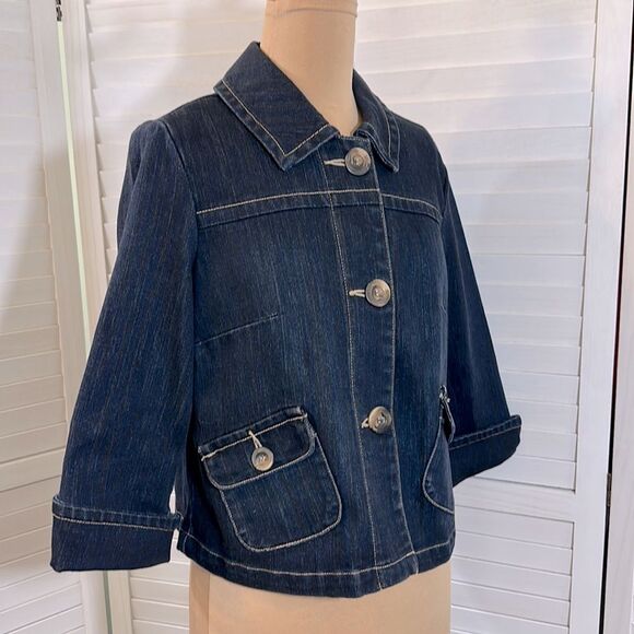 A.M.I. Y2K Jean Jacket Size Small 3/4 Sleeve NWOT - Picture 4 of 13